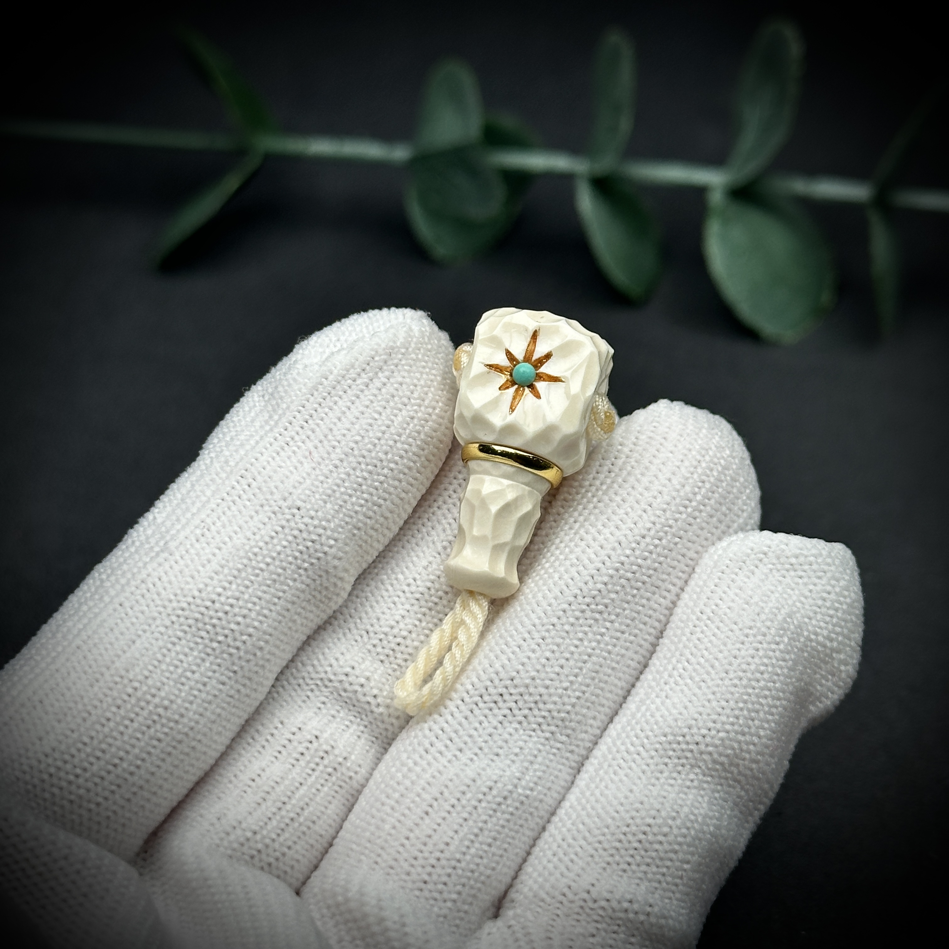 J1077天然猛犸象牙 星辰无相三通约14mm 支持鉴定