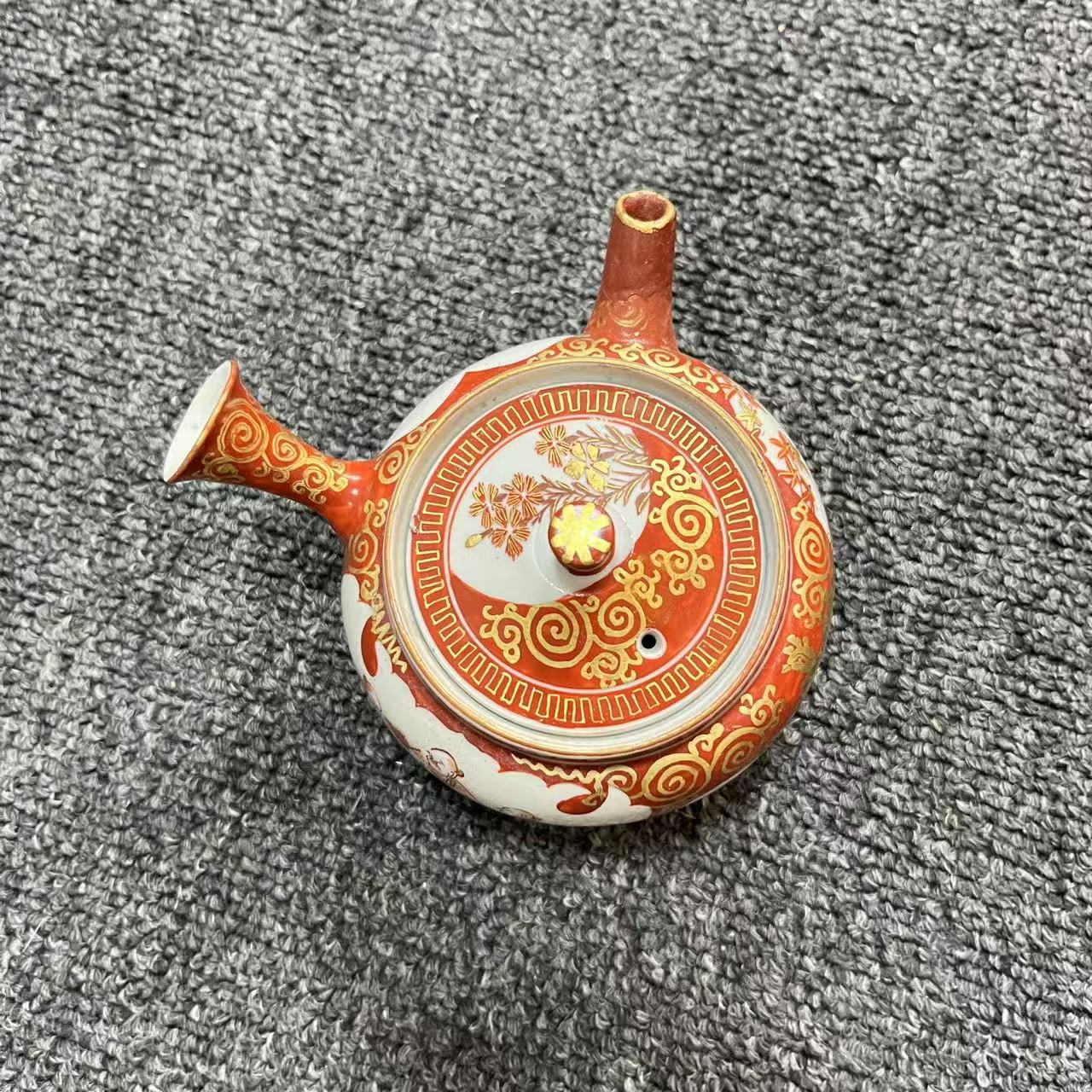 小四孤品收藏九谷烧 赤绘茶壶