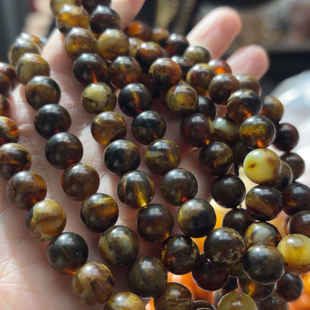 琥珀未镶嵌裸石10花根108多样性发其一