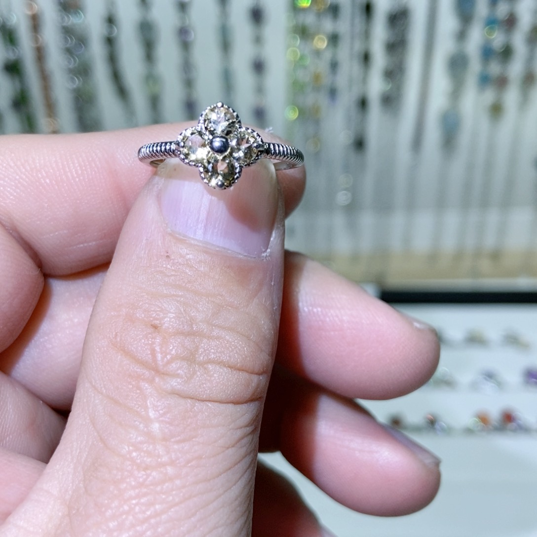 绿水晶戒指银S925镶嵌