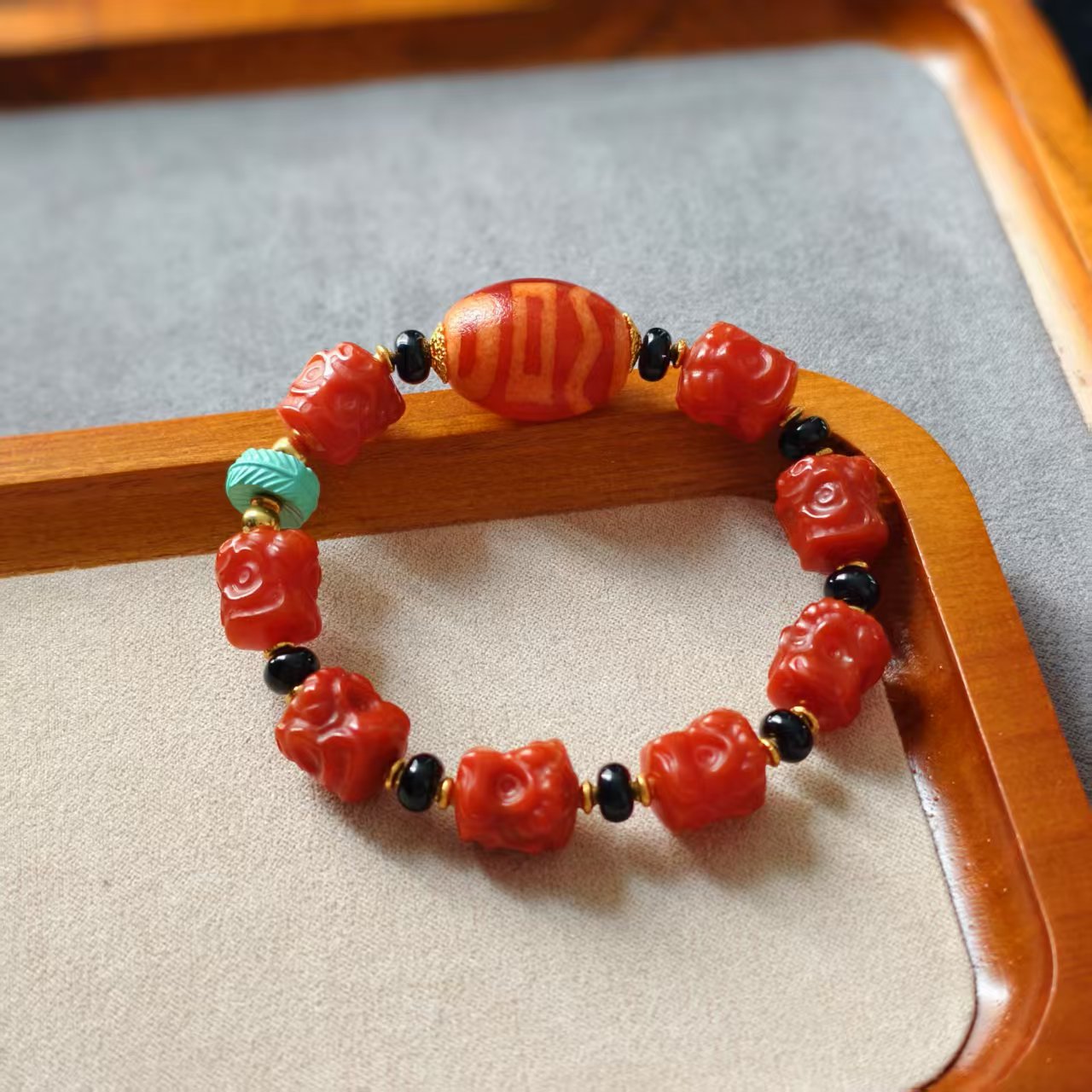 翠小胖二号店 红肉息增玛瑙手串CTZA354 多样性发1