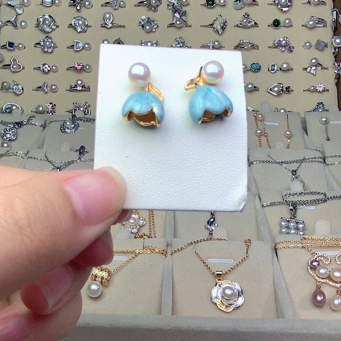 耳饰淡水珍珠银S925镶嵌