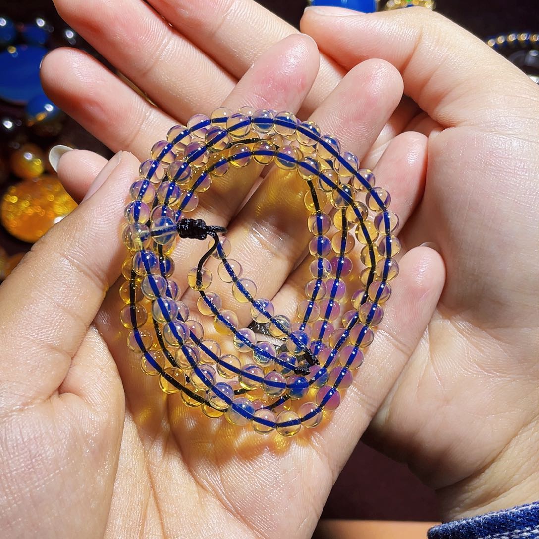 蓝珀裸石未镶嵌孔*宝异色珀6加108