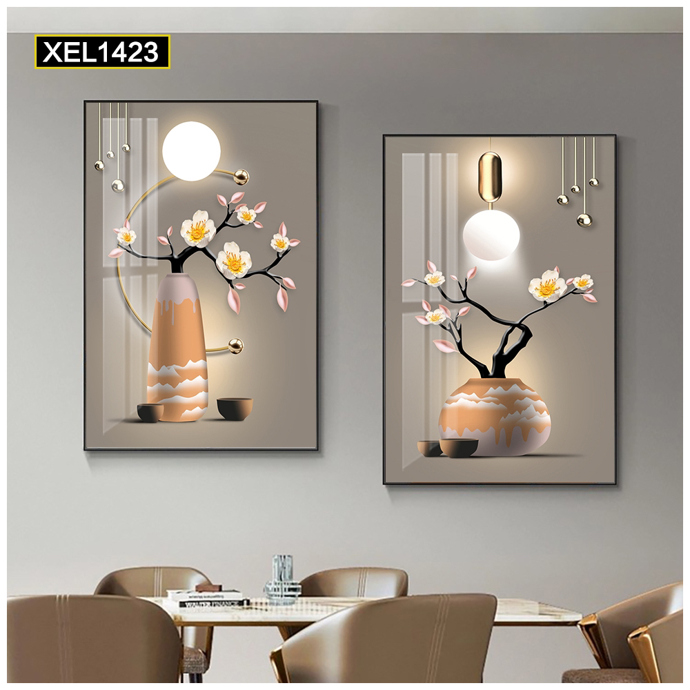 餐桌挂画花开富贵餐厅装饰画新家装饰画两联画轻奢高级感客厅挂画