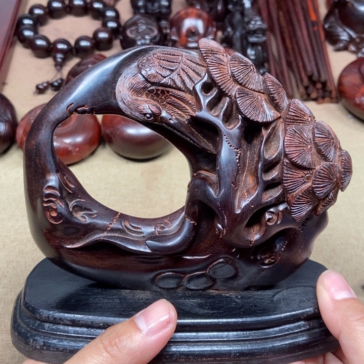 檀香紫檀（小叶紫檀）印度小叶紫檀（松鹤延年摆件）