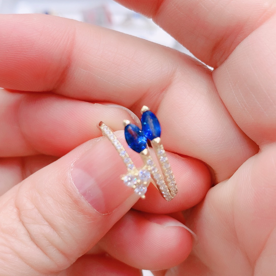 蓝宝石戒指银S925镶嵌