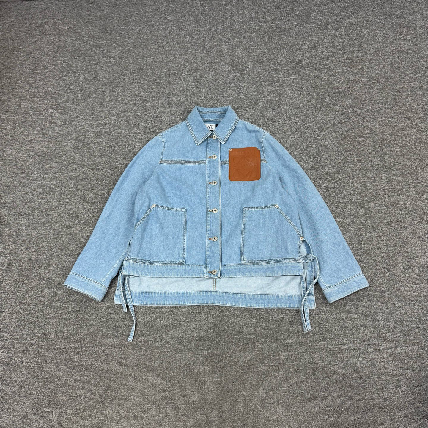 99新 AMIPARIS 罗意威 蓝色 皮牌 牛仔 外套 36码 99新