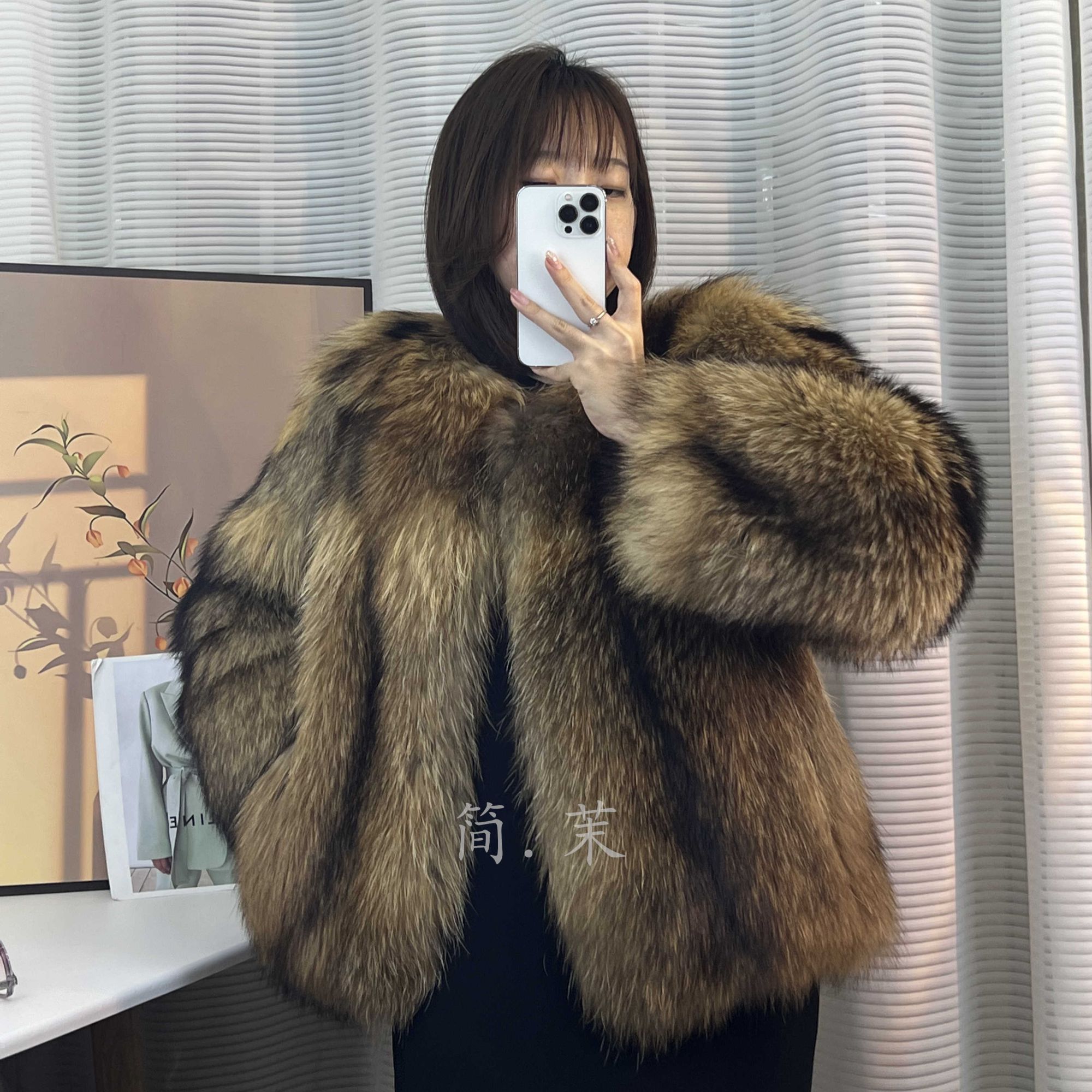 【J.M】新韩版皮草整张.貉.子.小富婆必备女装短款外套保暖抗风