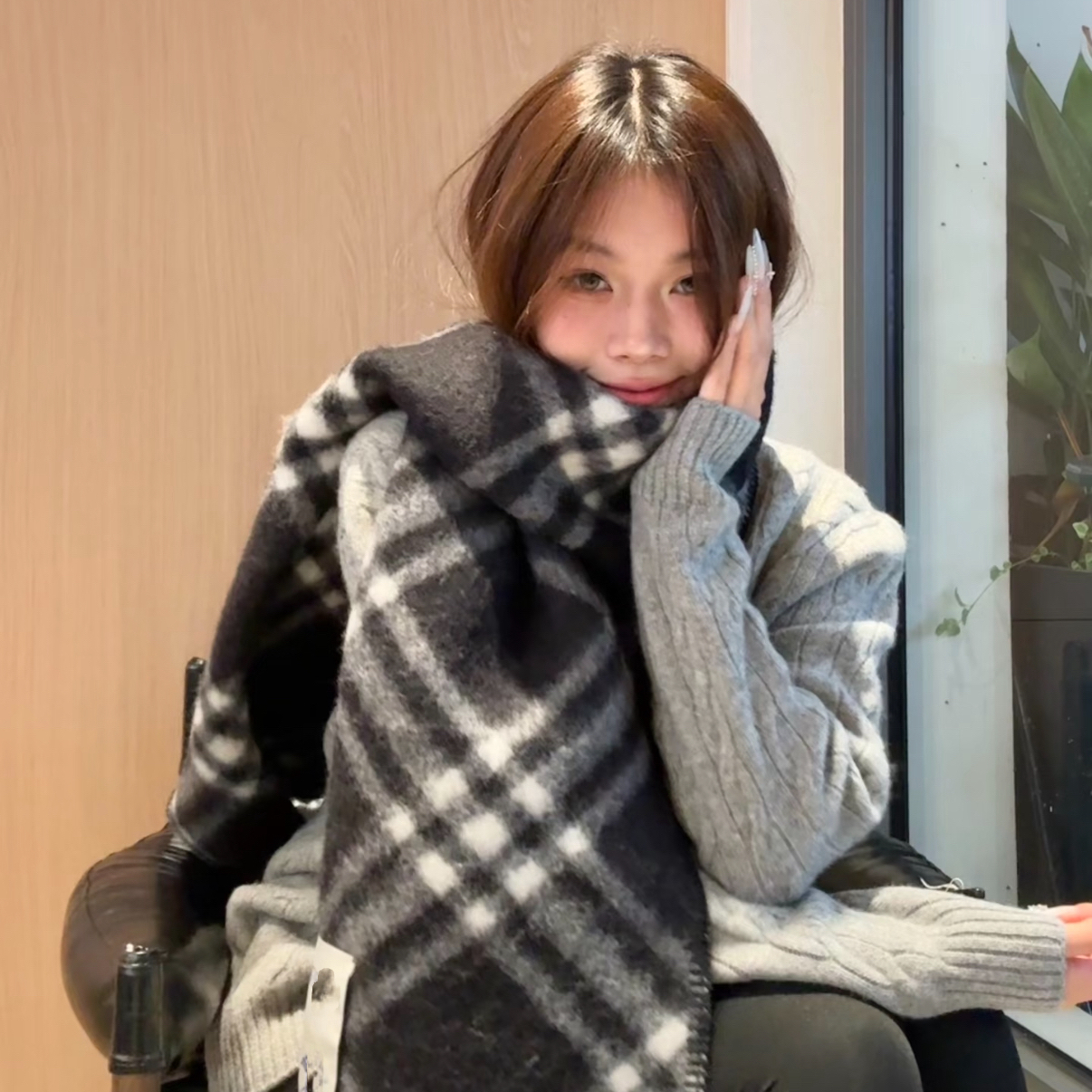 LuoXue 百搭保暖羊毛经典款格子围巾