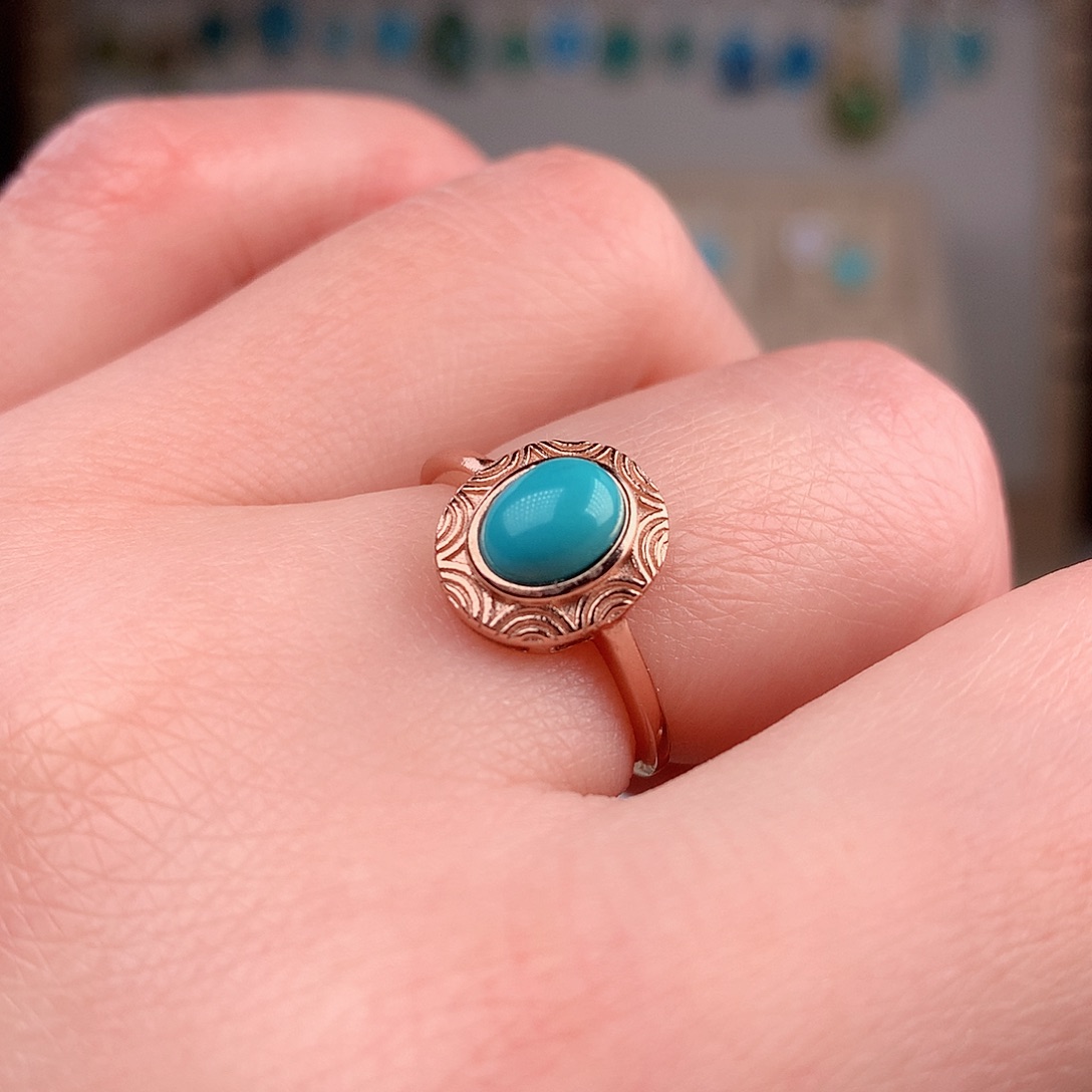 绿松石戒指银S925镶嵌