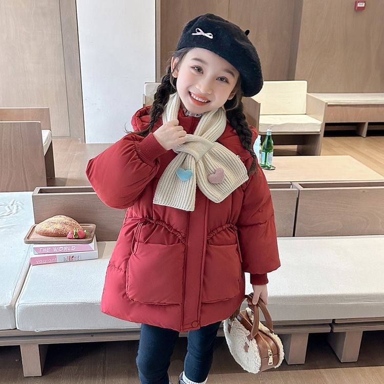 女童洋气棉服儿童可爱中长款棉衣2025新款加厚保暖外套