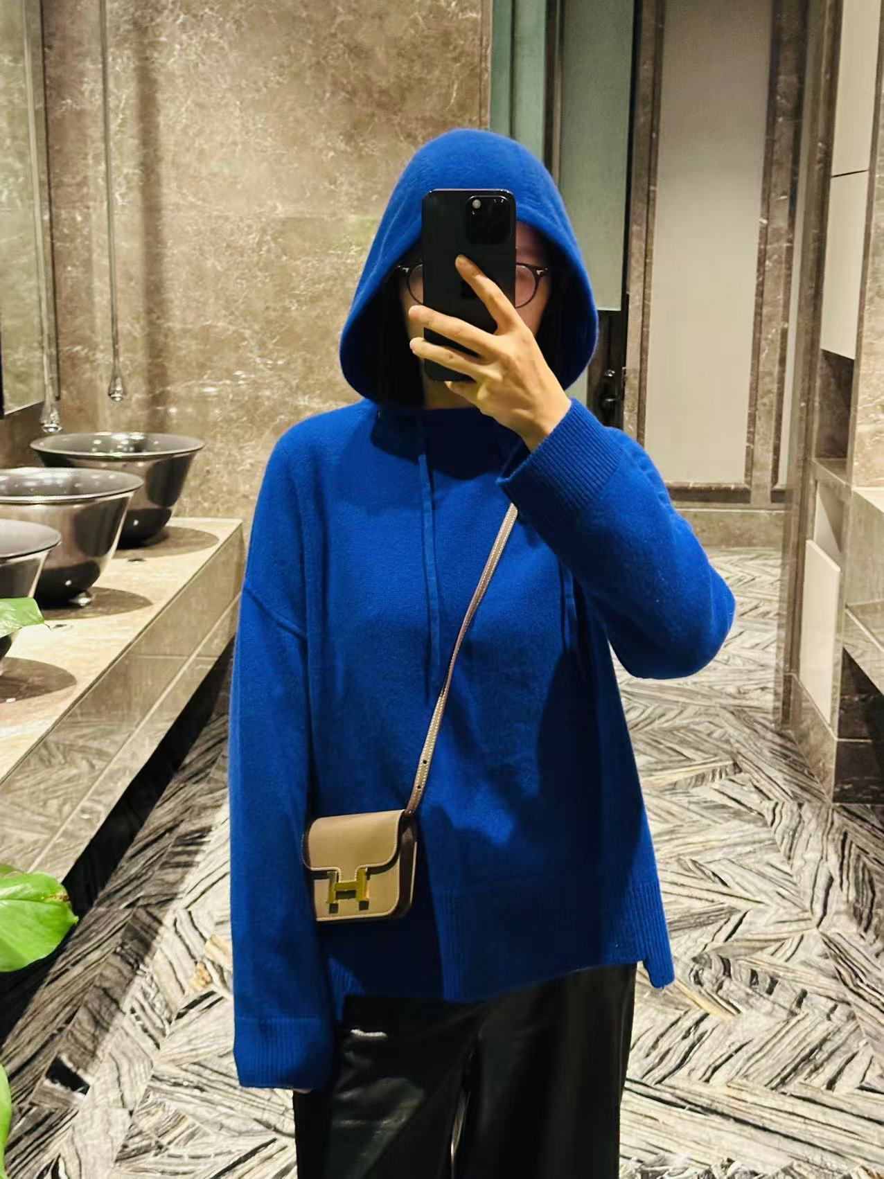 重磅baby羊绒开衫卫衣保暖时髦休闲针织拉帽衫