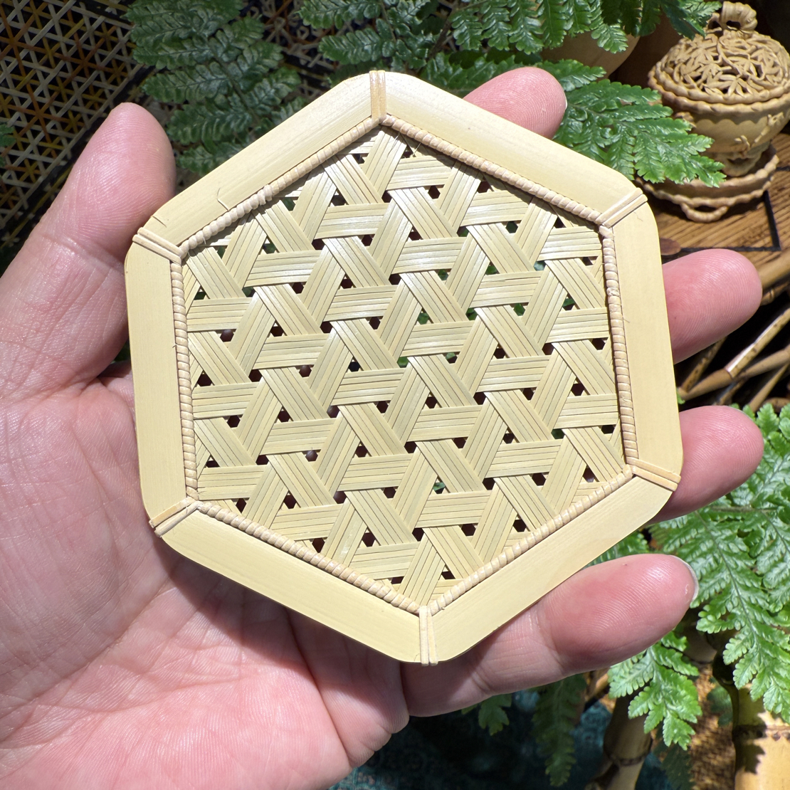 纯竹制六角八角创意托盘可用于烧烤寿司水果点心等