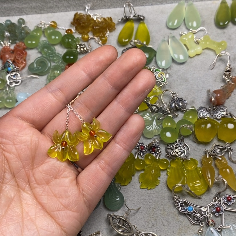 【闪购商品】蛇纹石玉未镶嵌挂件耳饰耳环项链