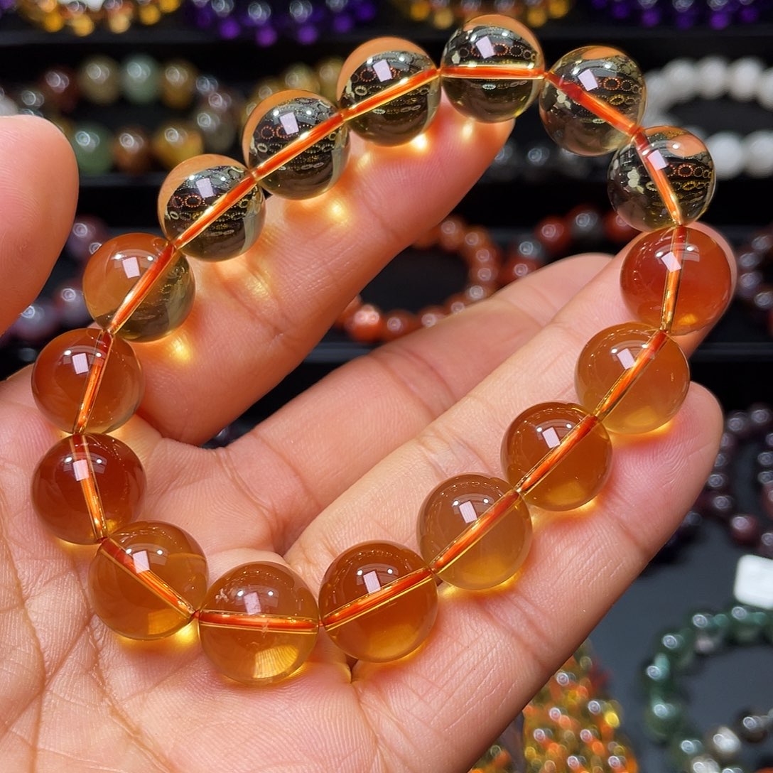 手链未镶嵌水晶巴西毕业级金红料14m