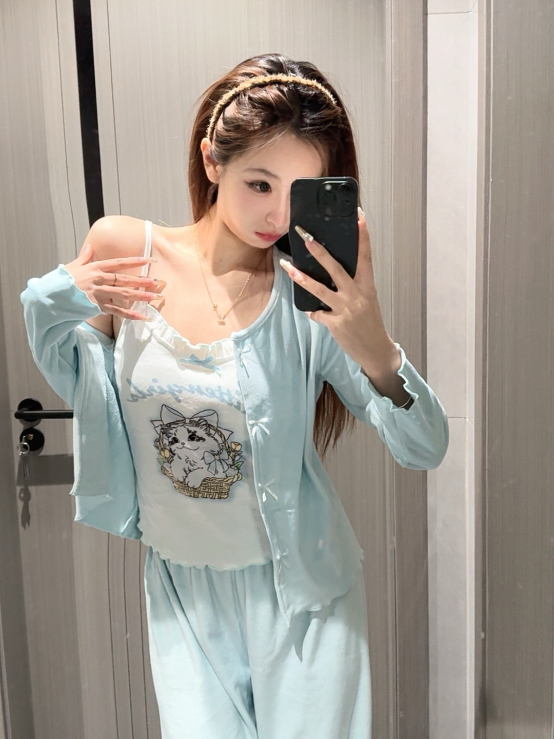 【蓝汐】巨美湖蓝色 超舒服银狐绒睡衣套装 冬季保暖温馨洋气感