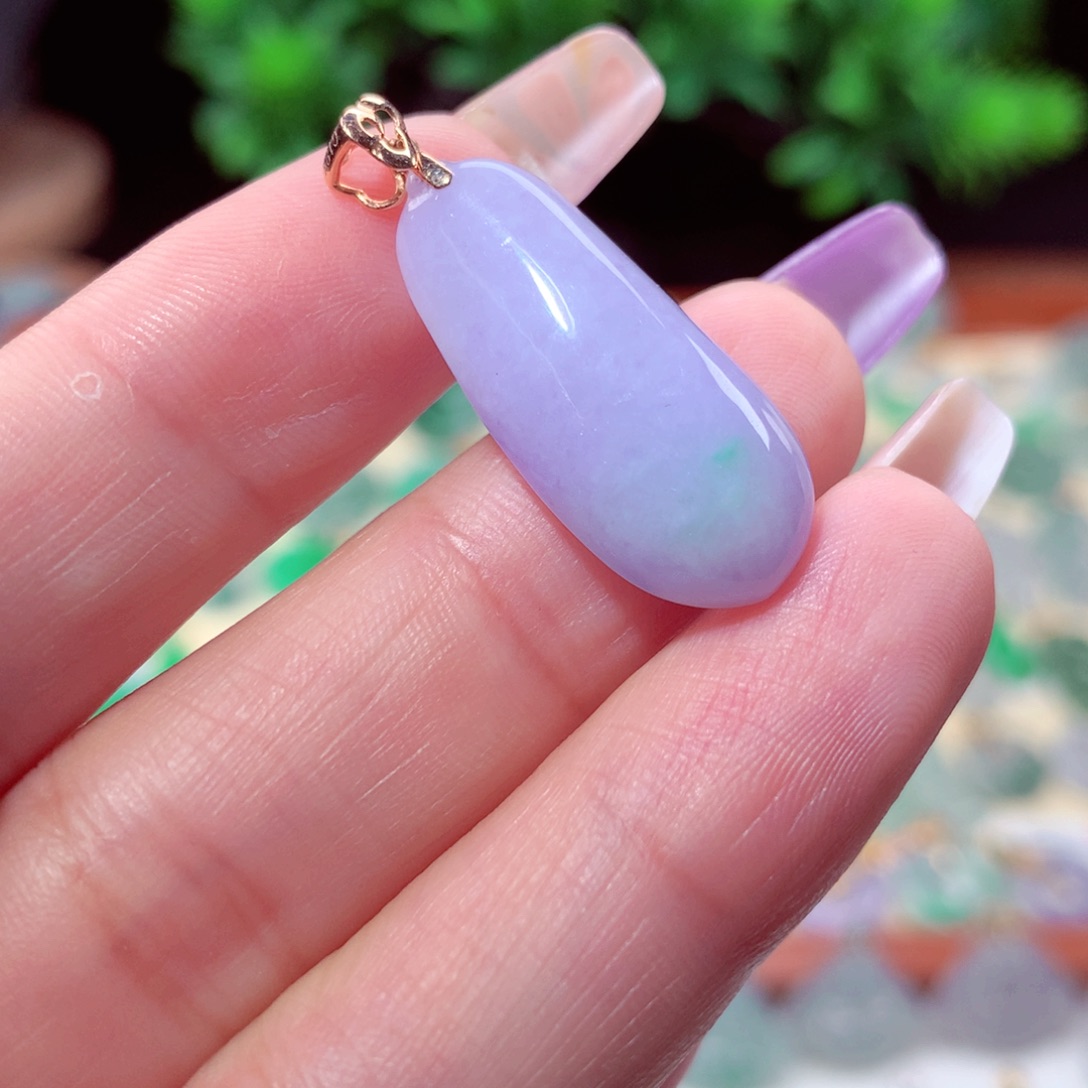 翡翠吊坠(不含链)18K金镶嵌