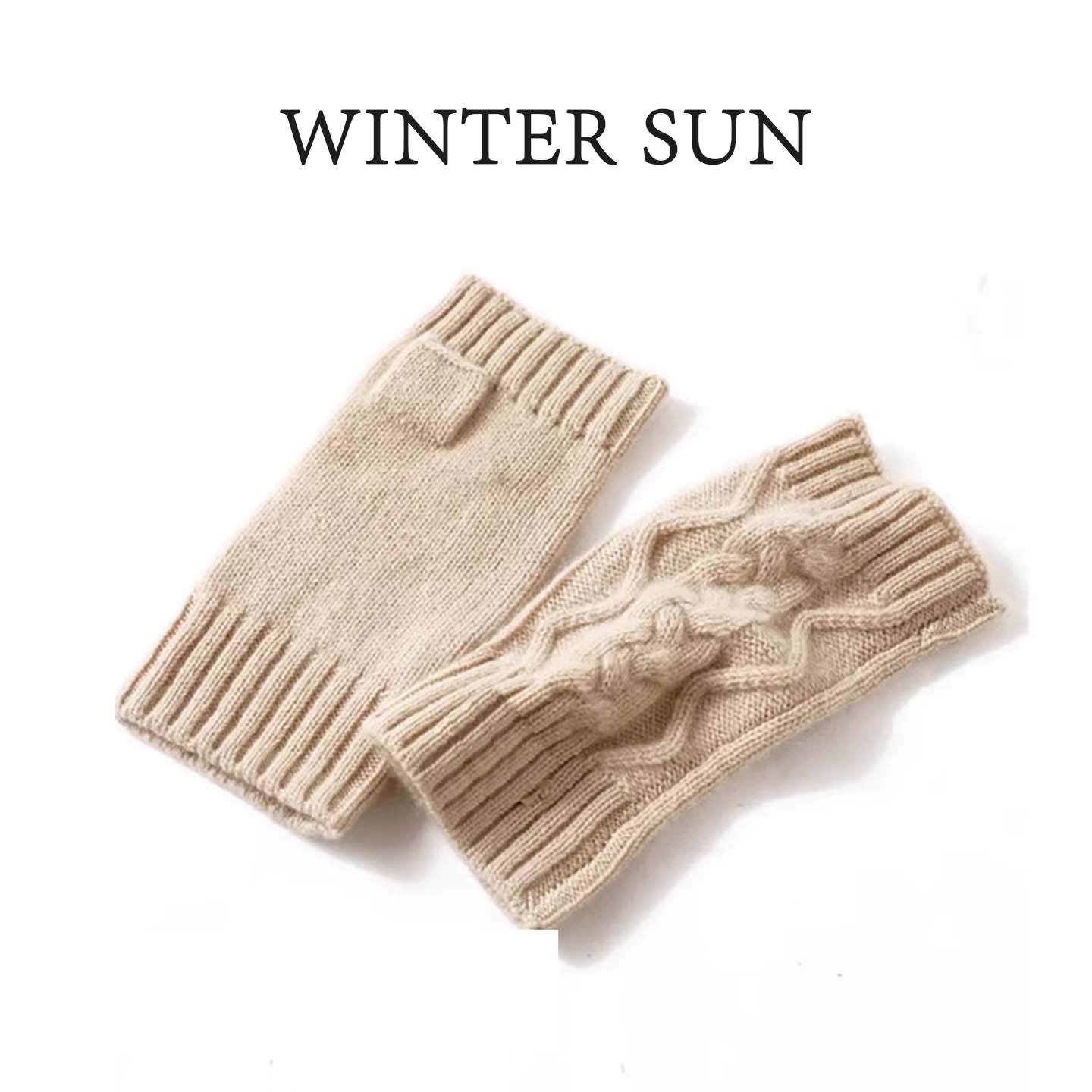 纯羊绒针织半指手套女秋冬季半截无指学生保暖写字触屏毛线手套