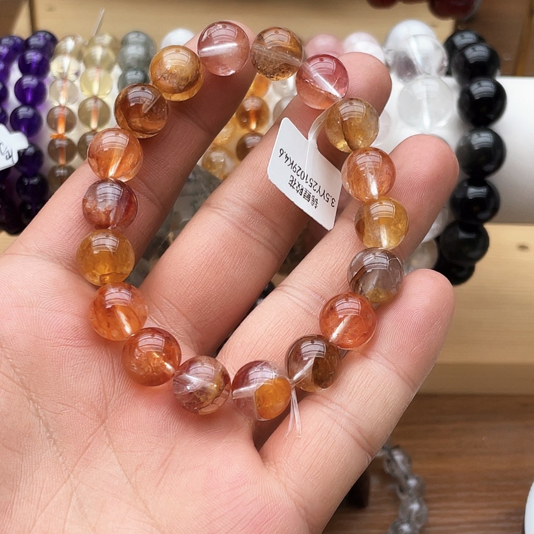 未镶嵌手串烟晶卡11+锦鲤胶花