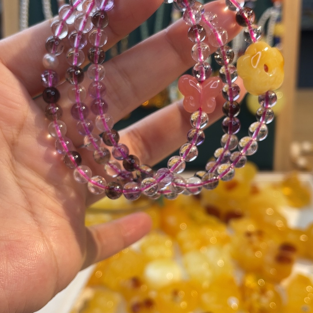 琥珀未镶嵌裸石手链