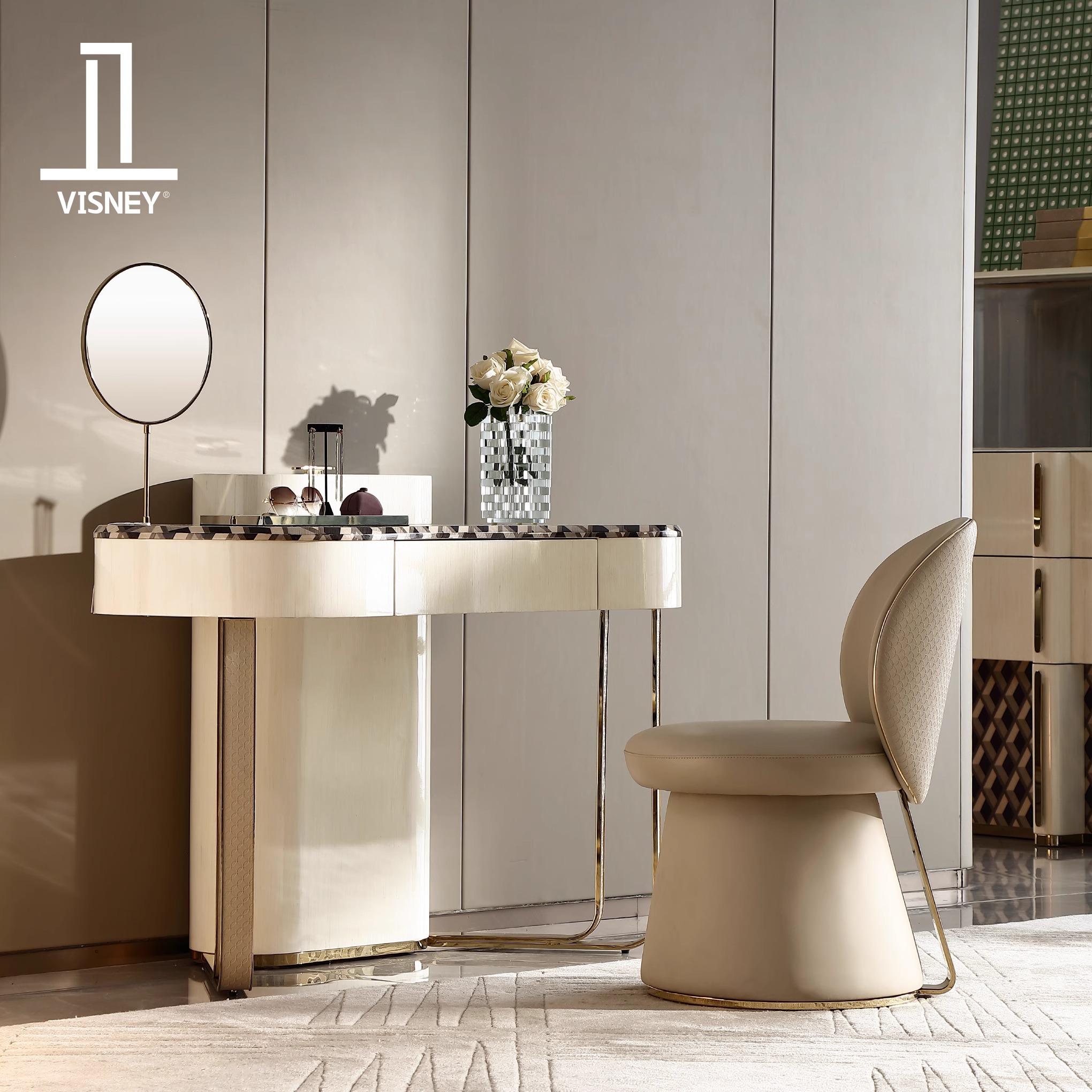 卫诗理Danielle意式高奢主卧梳妆桌现代高端别墅卧室边梳妆台L11