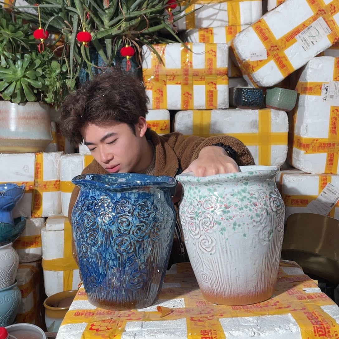 无铅玻璃宜兴紫砂花盆