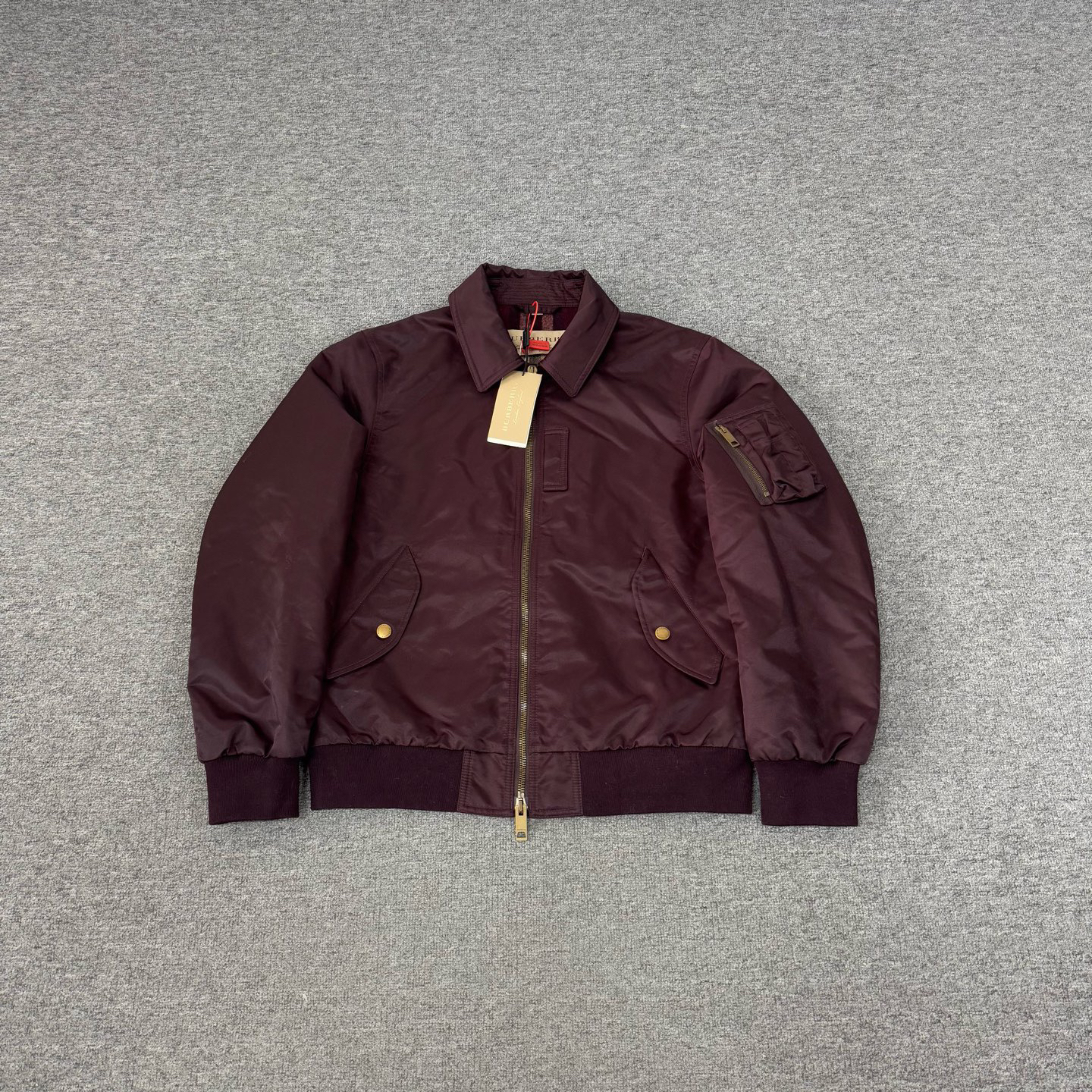 未使用 BURBERRY/博柏利 羊毛格纹内里飞行员夹克外套 L码