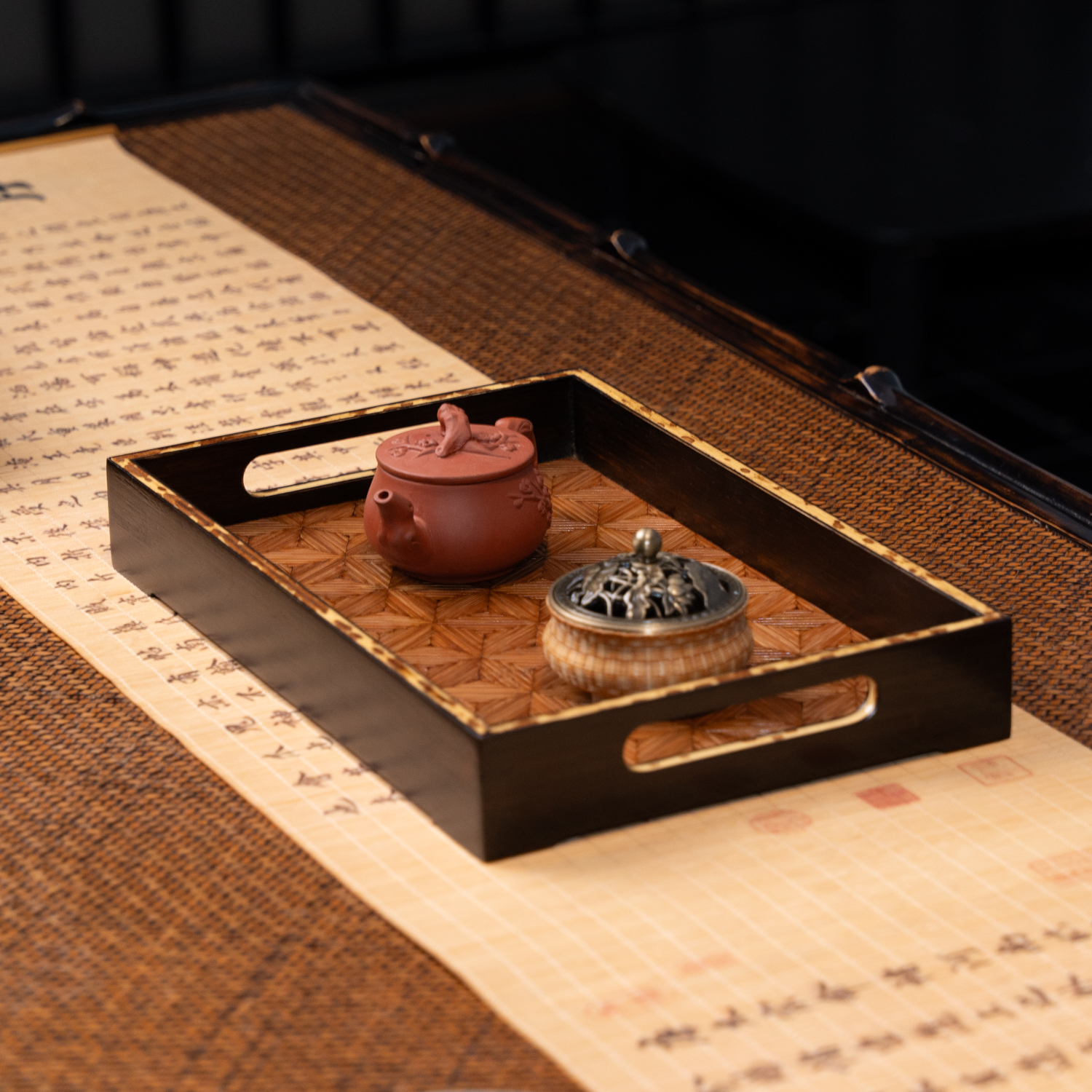 【雅静】梅妃竹托盘竹制奉茶盘喝茶配件家用外出收纳盘水果盘
