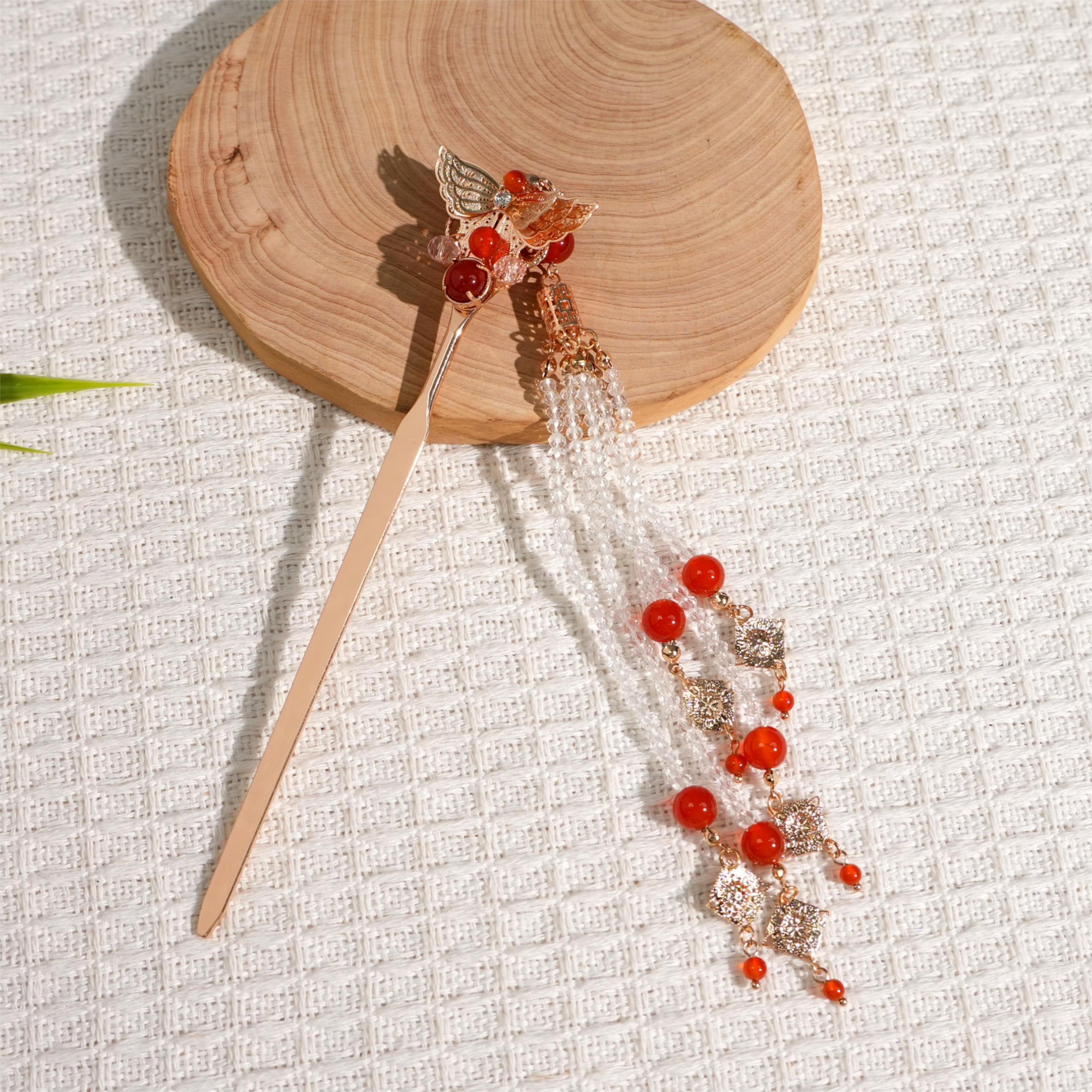 古悦倾城【蝶谷发簪】古风长流苏发簪中国风汉服配饰中式发饰