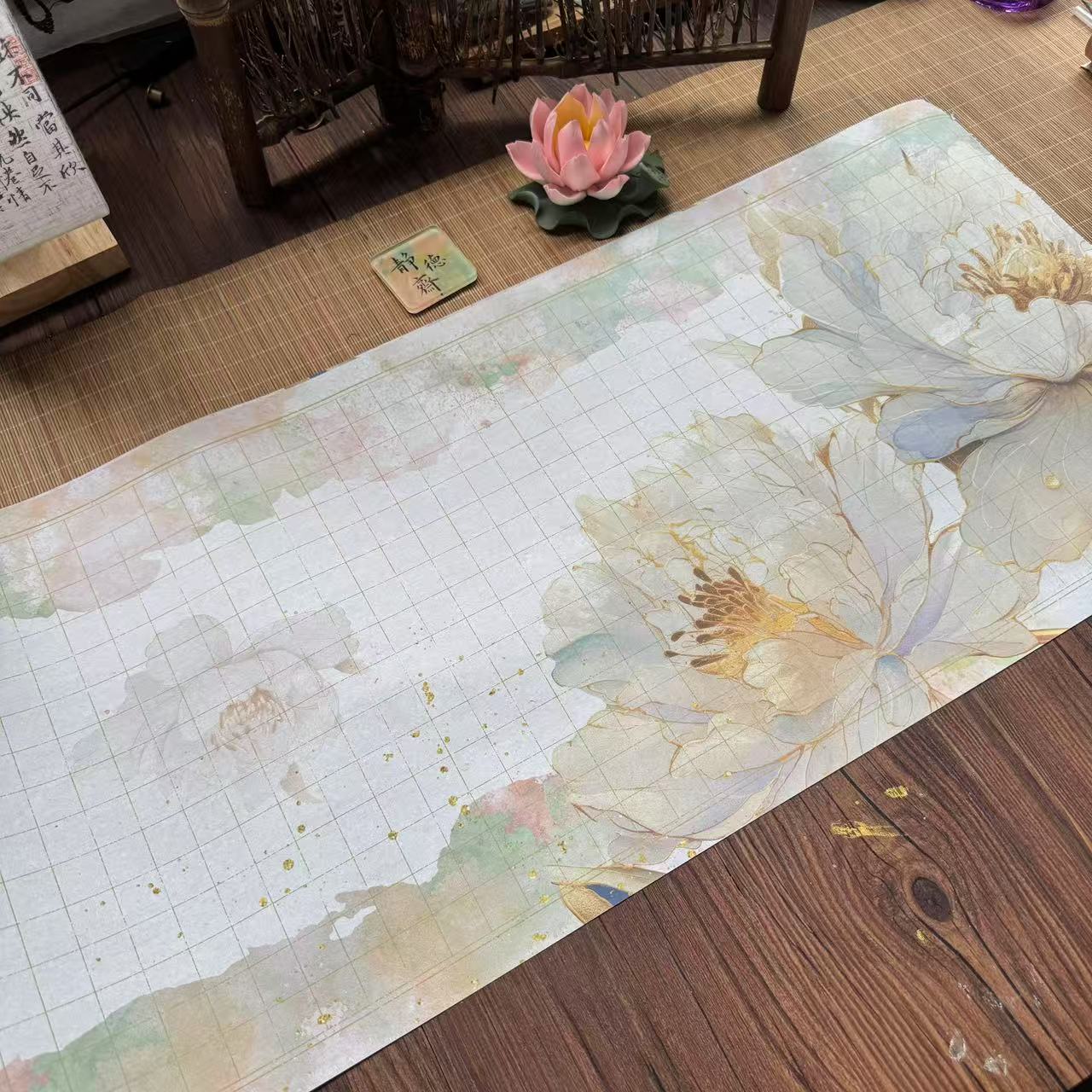静德斋超级新品微喷蜡染【国色天香长卷】小楷行草书半生熟作品宣纸