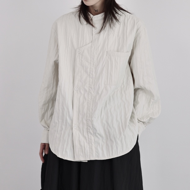 【黑白工作室】设计款长袖衬衫女不规则春季新款宽松潮流