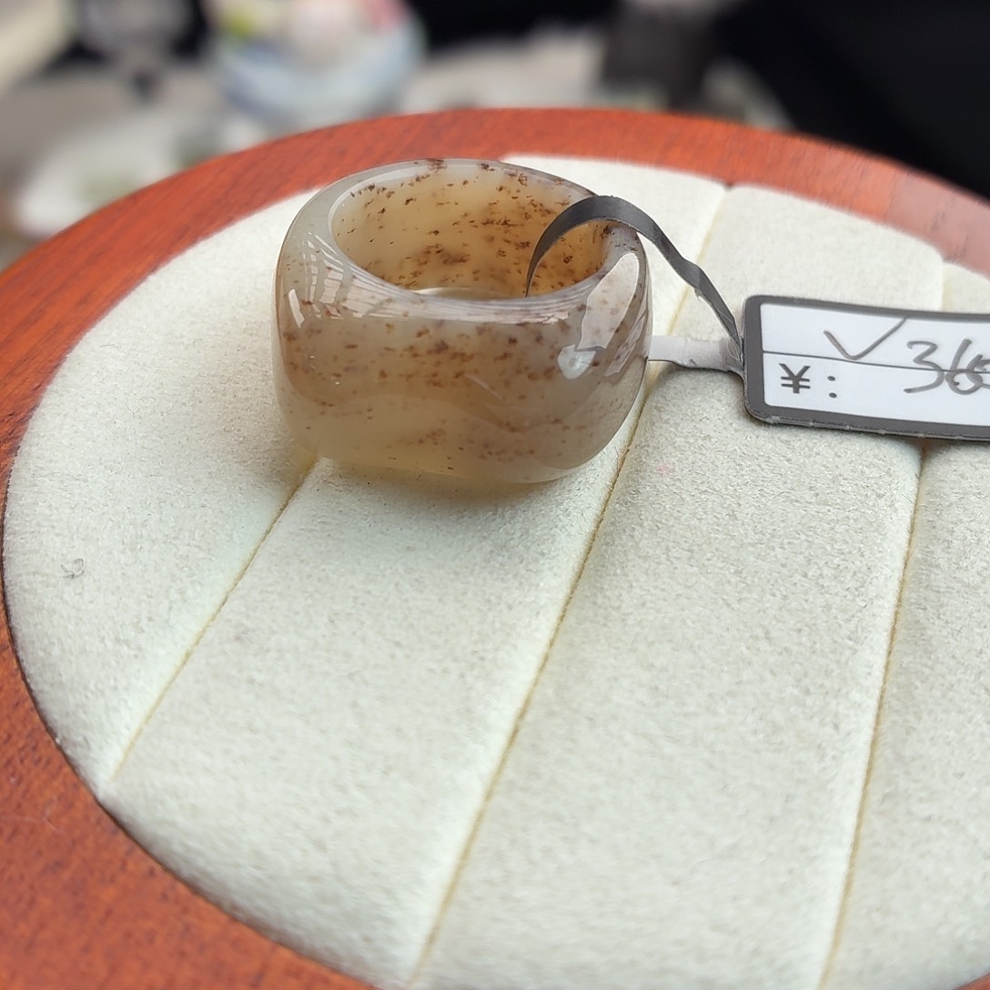 和田玉（糖玉）未镶嵌戒指r39桂花糖猫耳