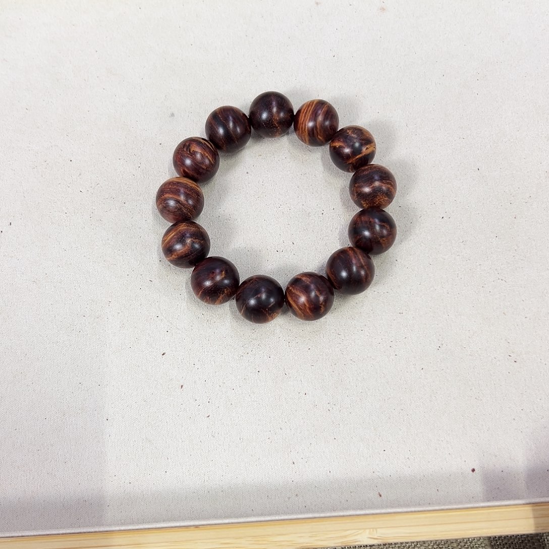 黄花梨/降香黄檀手串/手链18mm圆珠彩蟒