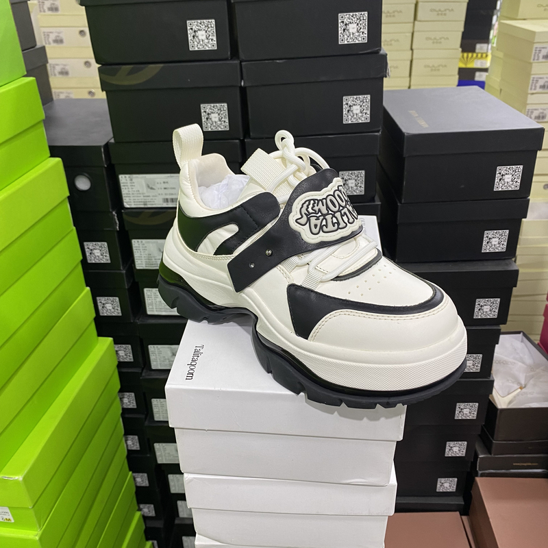 专柜正品F牛皮拼色老爹鞋9013白/黑