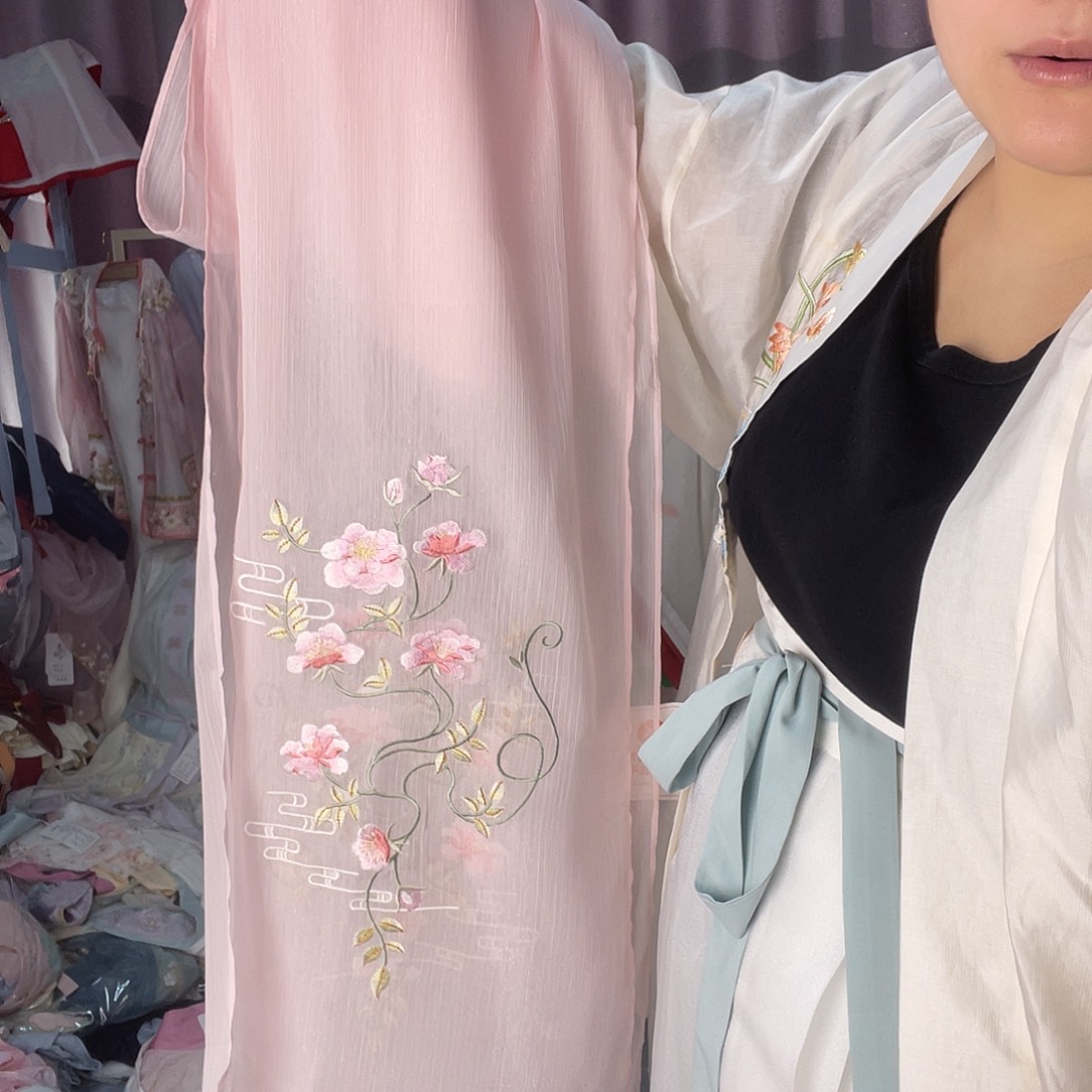 粉色刺绣披帛直播链接
