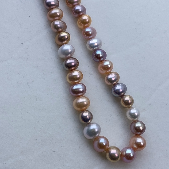 淡水珍珠颈饰银S925镶嵌8-9mm