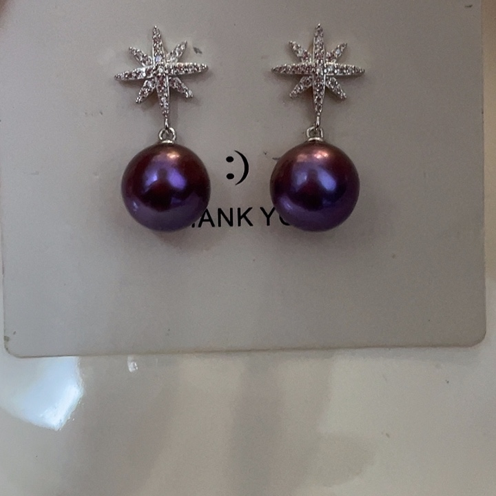 耳饰银S925镶嵌淡水珍珠