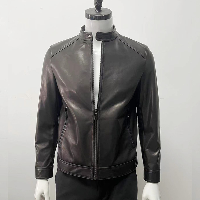 LUBAO/陆堡高端山羊皮真皮皮衣可拆卸鹅绒时尚机车短款立领皮夹克