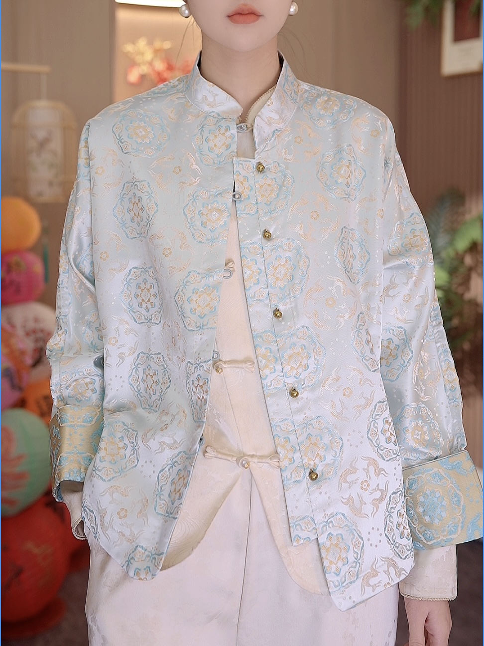 新中式双面双穿显瘦百搭设计时尚中国风立领外套2025A5554—四月