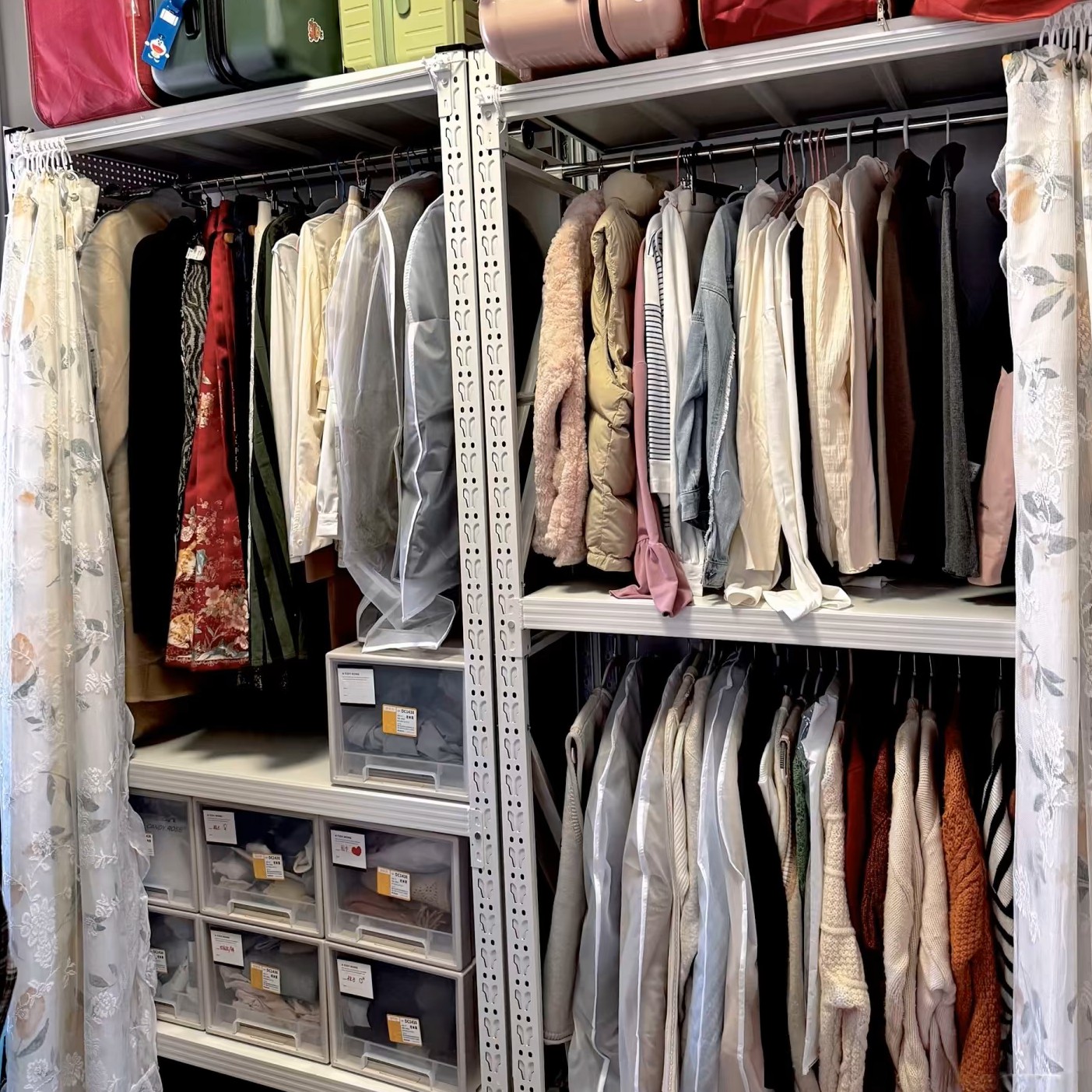 货架衣柜柜子家用开放式简易卧室组装式衣柜【不含帘子】