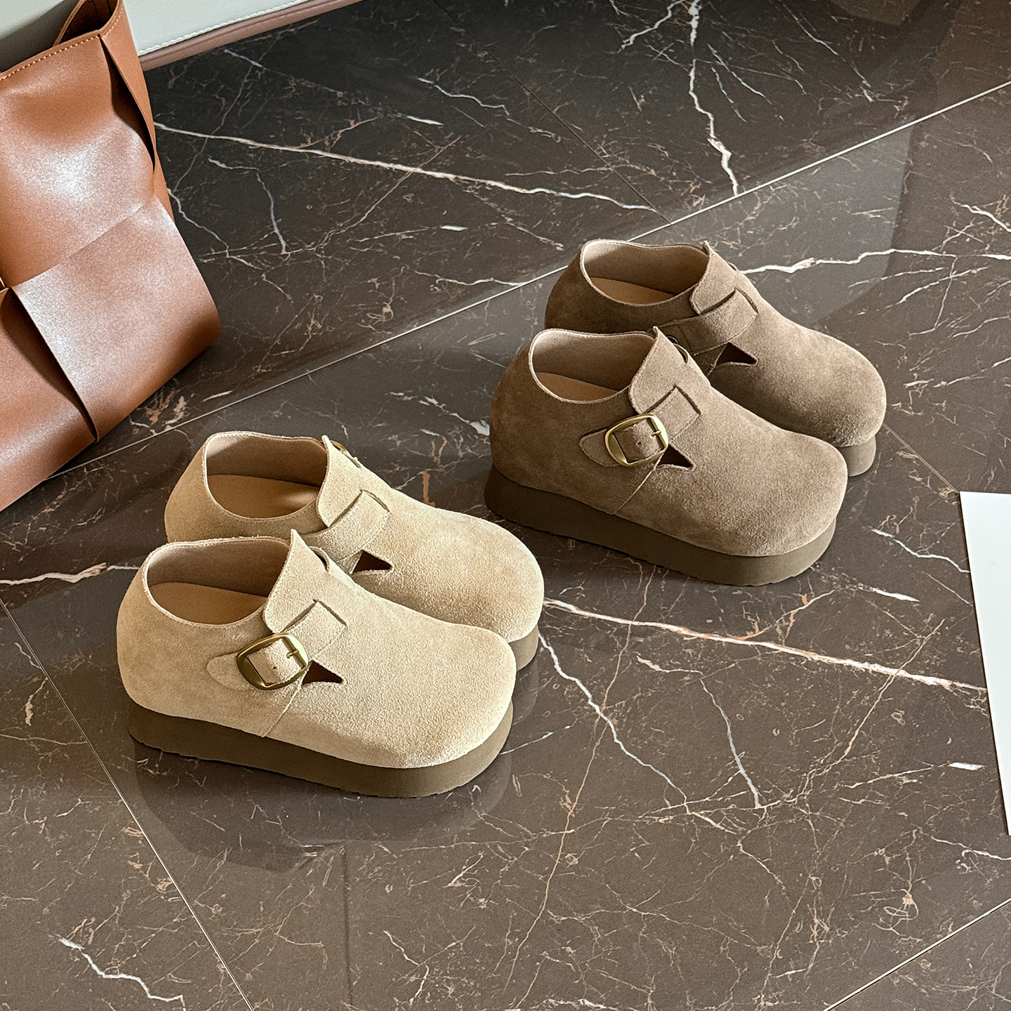 【LULUQI】高跟百搭单鞋勃肯鞋女鞋一字式扣带博肯时尚厚底