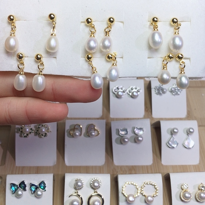 淡水珍珠耳饰银S925镶嵌