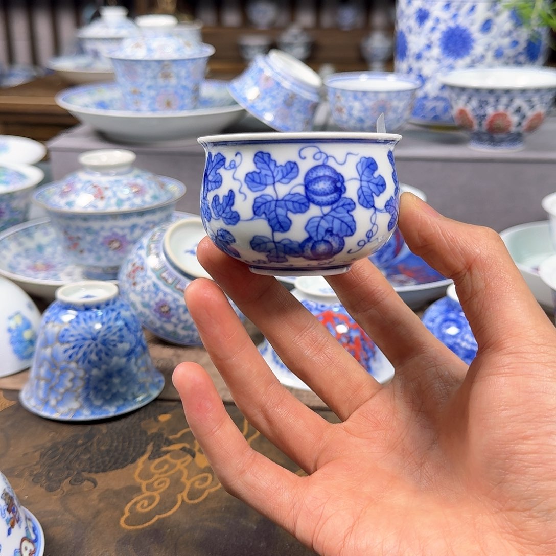 明逸堂青花瓜果炉式杯茶杯