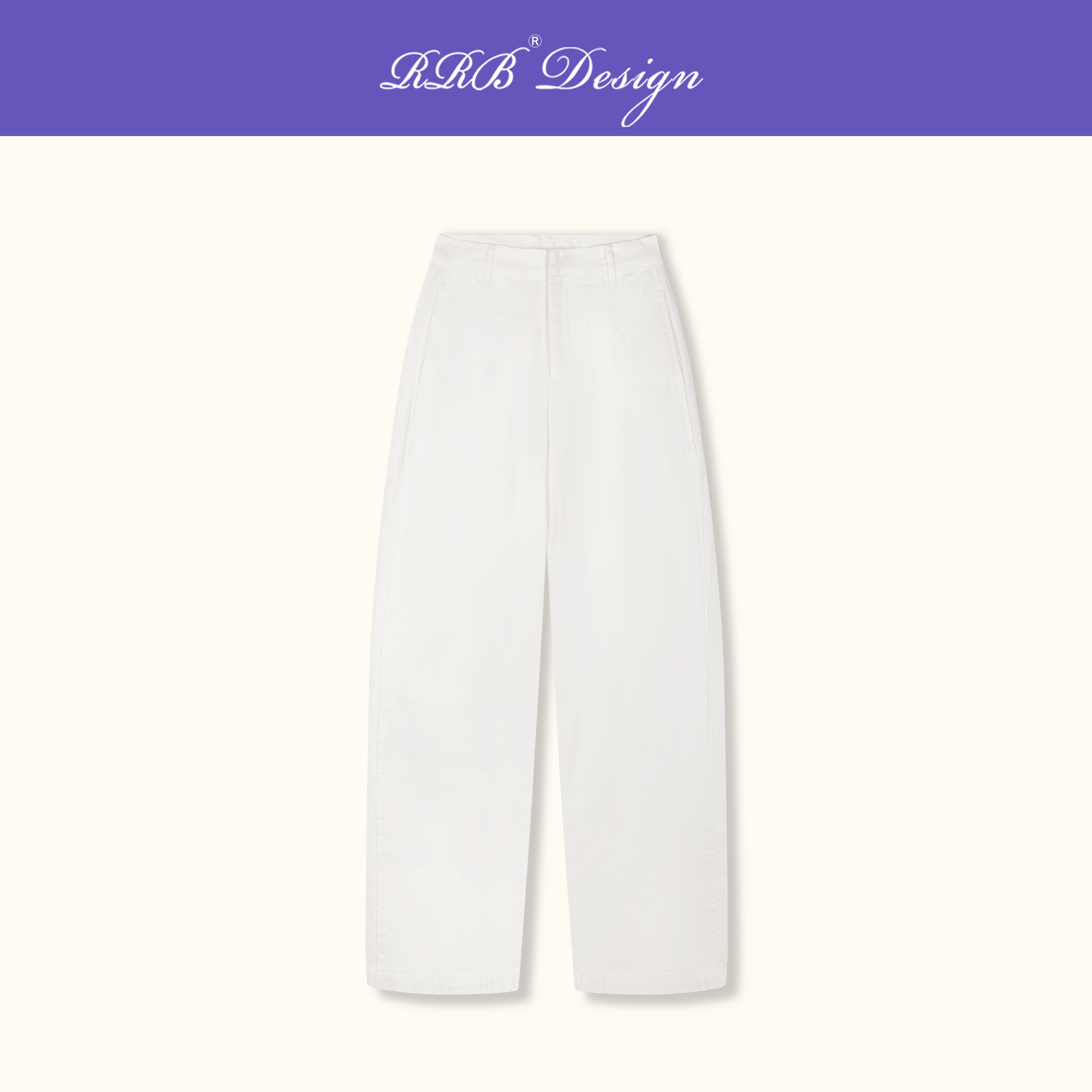 RRB Design「时髦态度」宽松显瘦白色弯刀裤简约百搭休闲裤