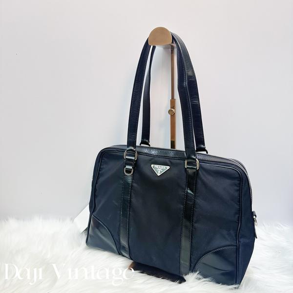 大吉中古/prada普拉达黑银波士顿手提包