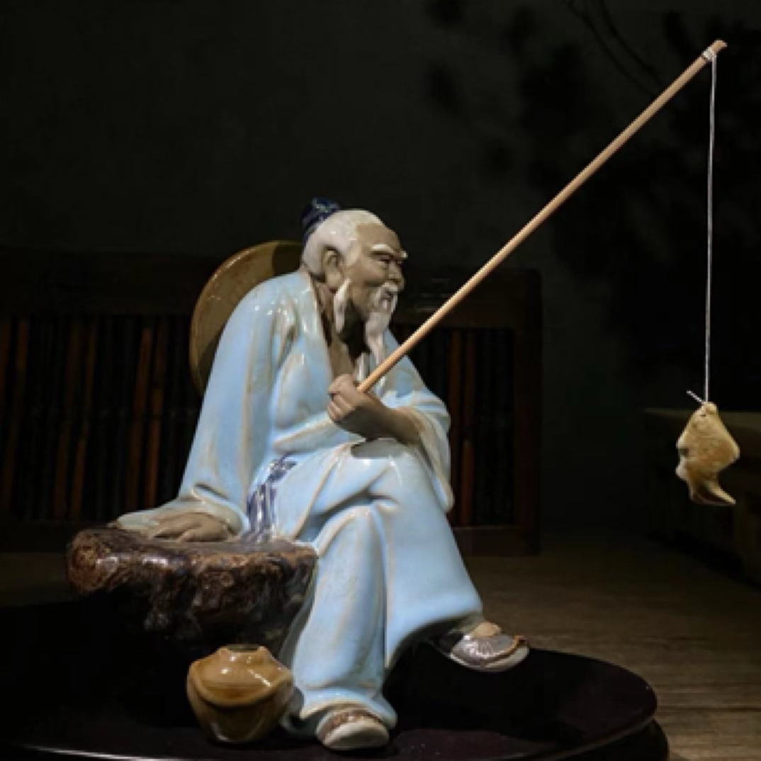 渔翁得利，精致小摆件，出口库存高16厘米