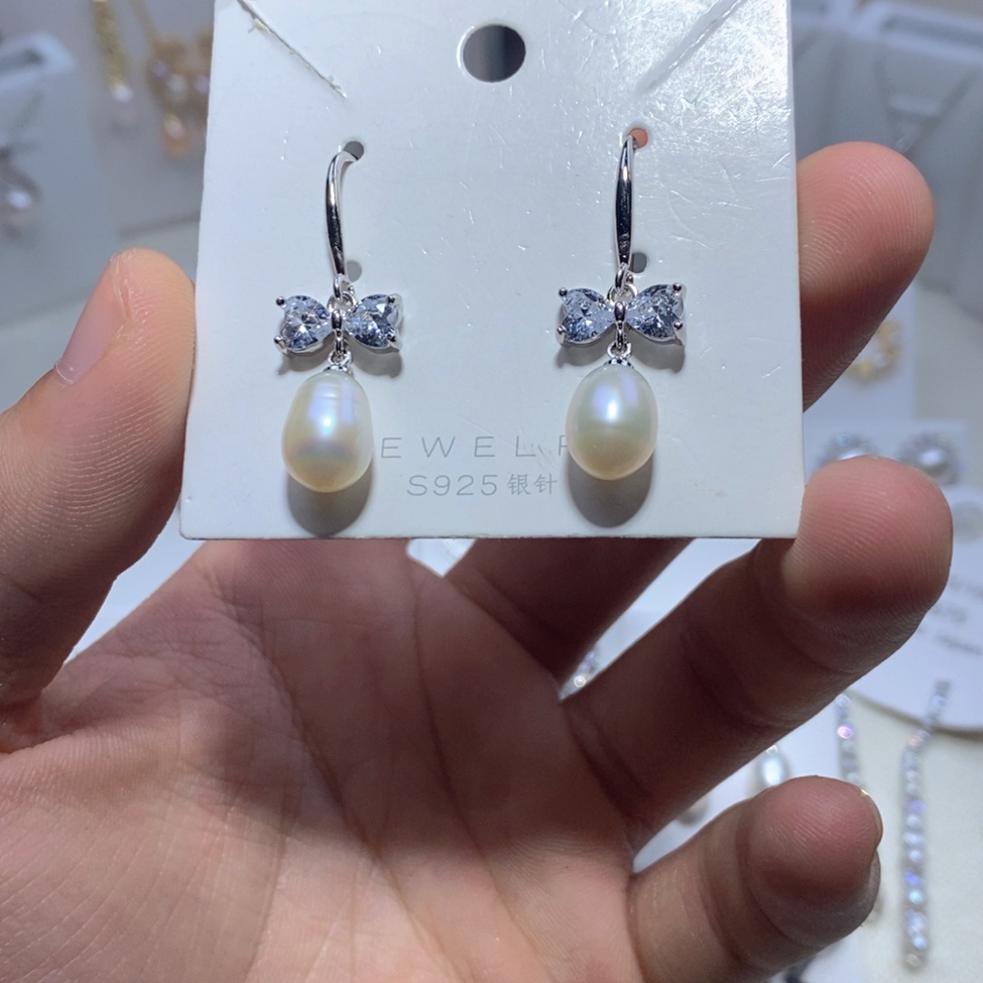 耳饰淡水珍珠银S925镶嵌