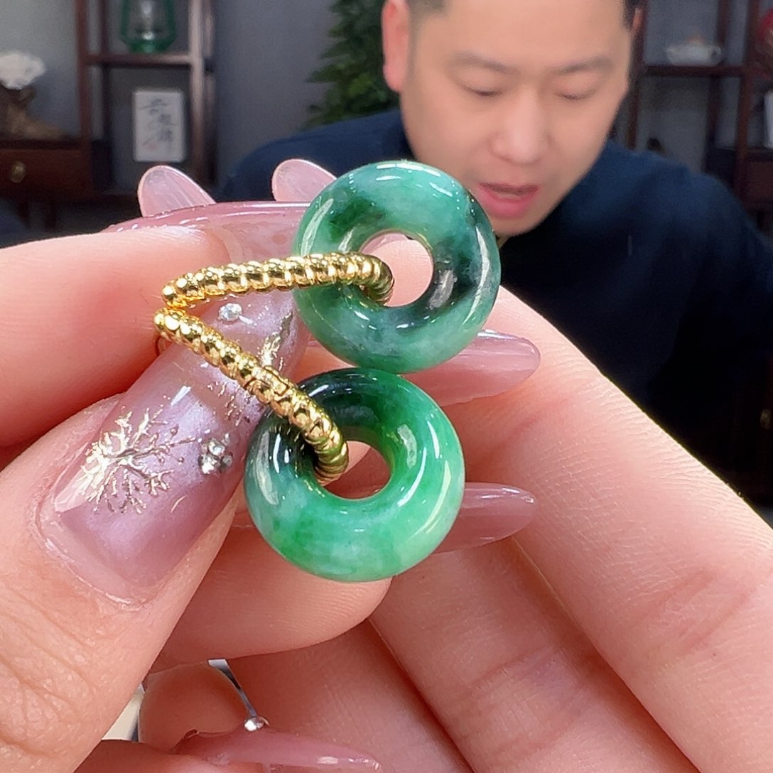 翡翠耳饰银S925镶嵌耳环2
