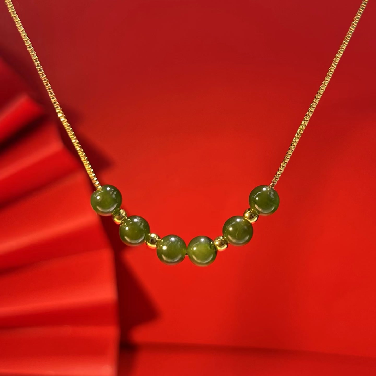 【符老板】Y1220-足金DIY和田玉十全十美微笑项链