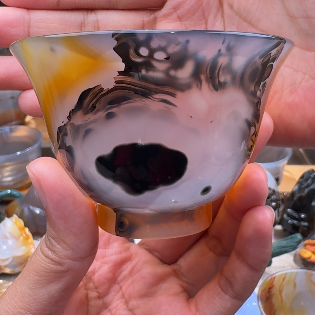 玛瑙/玉髓玛瑙茶杯未镶嵌明*